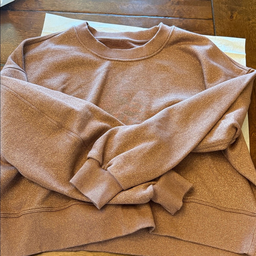 Lulu size 8 brown/rose gold glitter scuba cropped - Picture 3 of 4